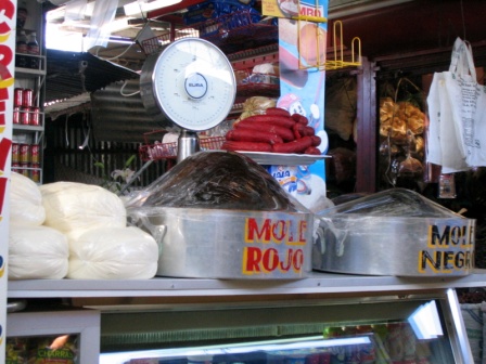 Moles for sale at the Mercado Benito Juarez.